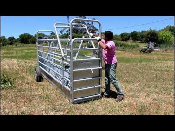 Manga reboc&aacute;vel com porta de controlo para Bovinos. Equipamento para pecu&aacute;ria